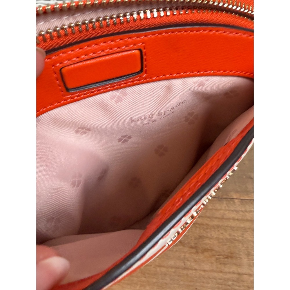 Kate Spade Orange White Striped Dome Crossbody Bag Gold Chain J183 - Picture 8 of 13